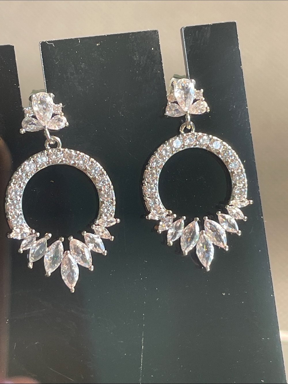 Nordstrom Silver-Tone Sparkling Cubic Zirconia Circle Drop Earrings